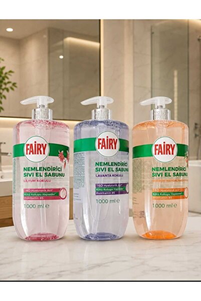 Fairy Sıvı El Sabunu 3 'lü SET ( Lilyum 1000 ml + Lavanta 1000 ml + Bodrum Ma...