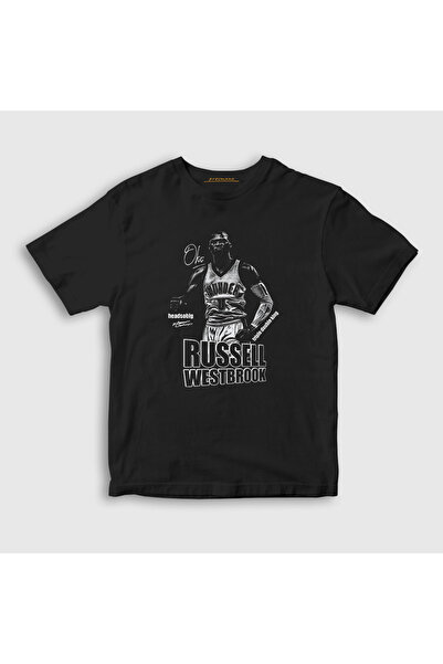 Presmono Tricou unisex pentru copii cu afiș negru Russell Westbrook369289tt