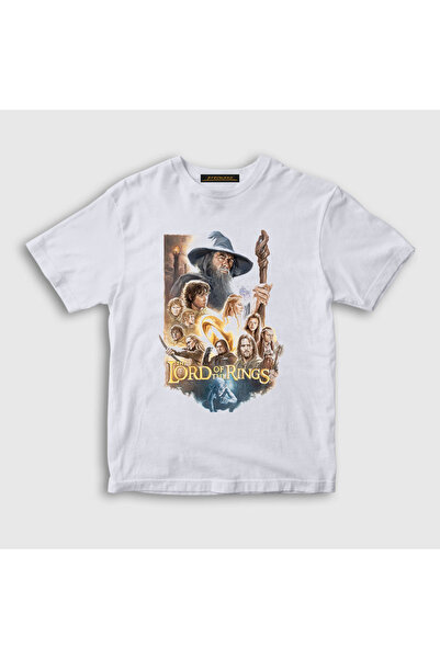 Presmono Unisex Kids White Poster Lord Of The Rings The Lord Of The Rings T-s...