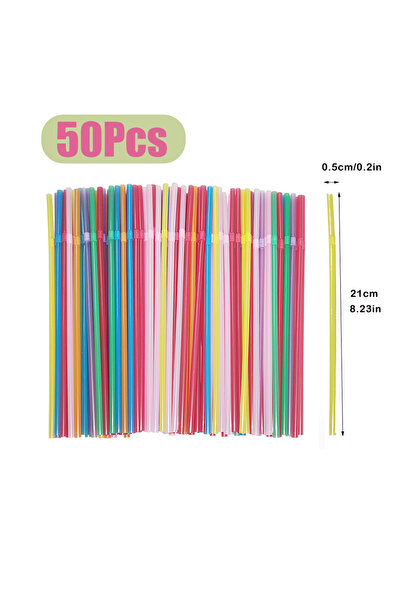 Choice D-50 Pcs 50-1000Pcs Multicolor Drinking Straws Multi Flexible Straws F...
