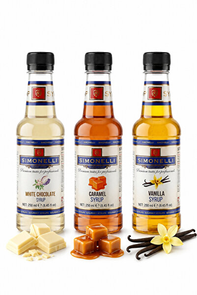 Simonelli Kahve ve Kokteyl Şurubu Karamel, Beyaz Çikolata ve Vanilya Aromalı ...