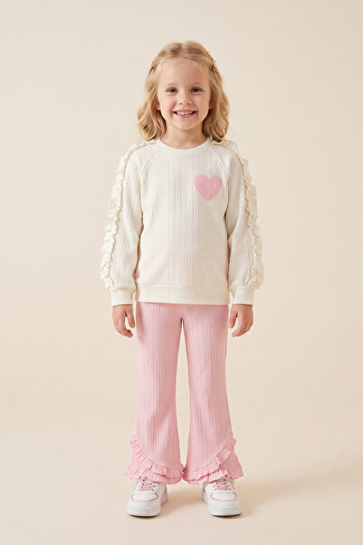 CRASSİ Girl's Suit with Embroidery Detail, Two Crinkle Fabrics