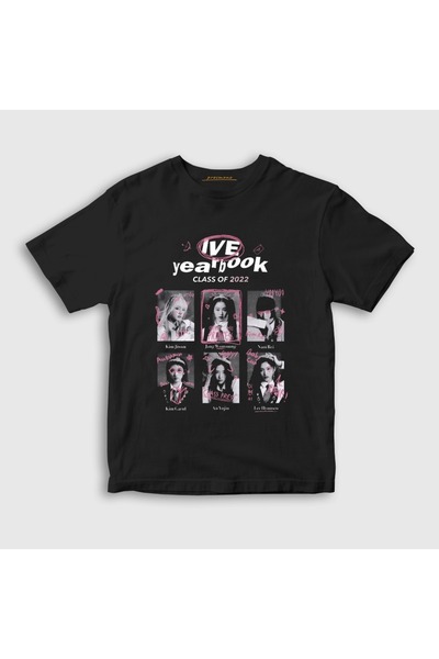 Presmono Unisex Kids Black Class Yearbook K-Pop Ive T-Shirt 611970Tt