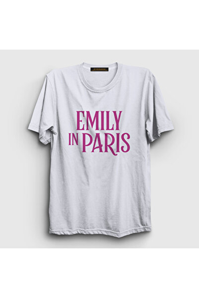 Presmono Unisex White Logo Emily in Paris T-Shirt 567291Tt