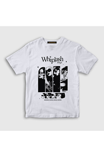 Presmono Unisex Children's White Whiplash K Pop Aespa T-Shirt 590088Tt