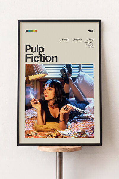 Pena Tablo Pulp Fiction Siyah Çerçeveli Retro Film Posteri