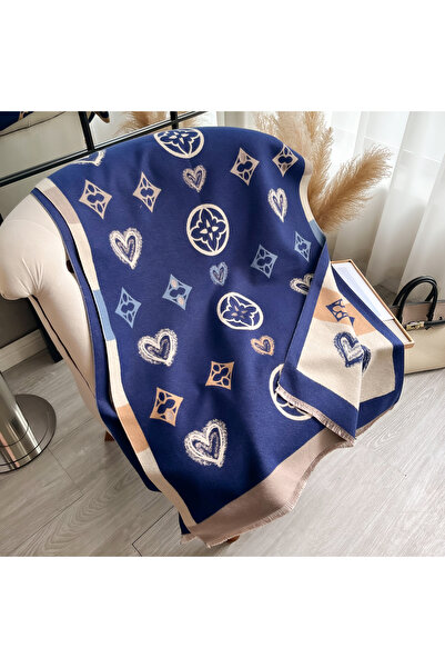 choice2 Blue Luxury Cashmere Love Scarf Winter Women Pashmina Shawls Warm Bla...