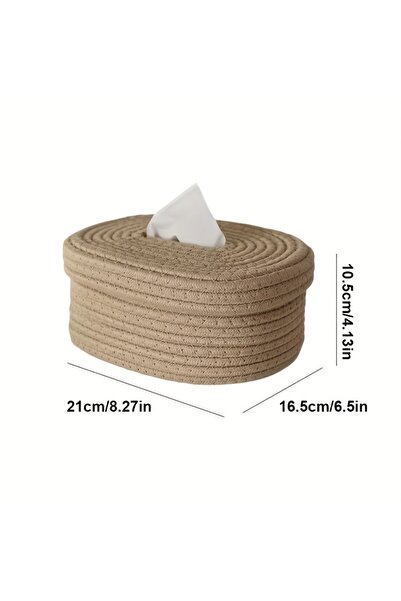 Choice Khaki 1pc Hand-Woven Fabric Tissue Box Holder-Stylish, Lightweight,Was...