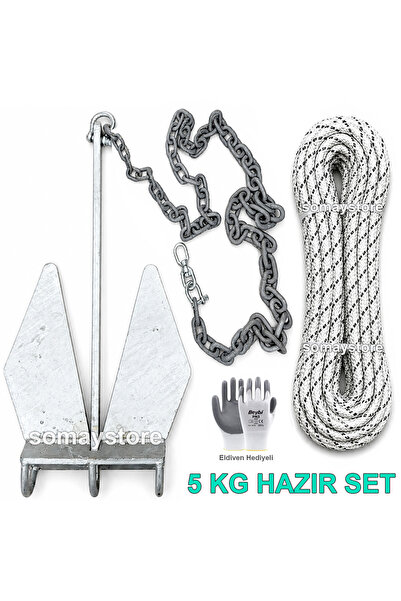 SomayStore Marine Tekne ve Şişme Bot İçin Hazır Çapa Seti Danfort Çapalı 5 KG...