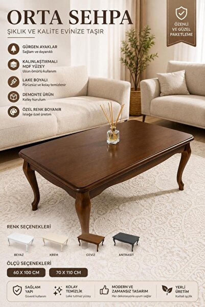 Ultra Kaliteli 1.sınıf Mdf Ceviz 60x100 Orta Sehpa