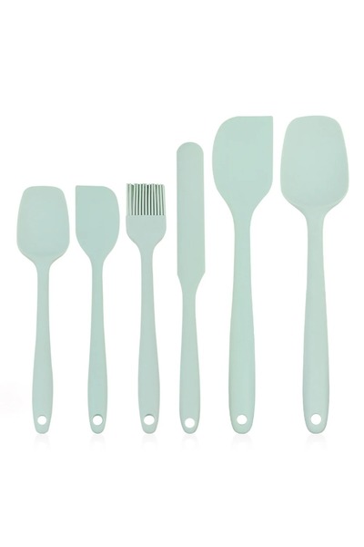 Choice light green 6 Pieces Silicone Spatula Set Food Grade Non Stick Heat Re...