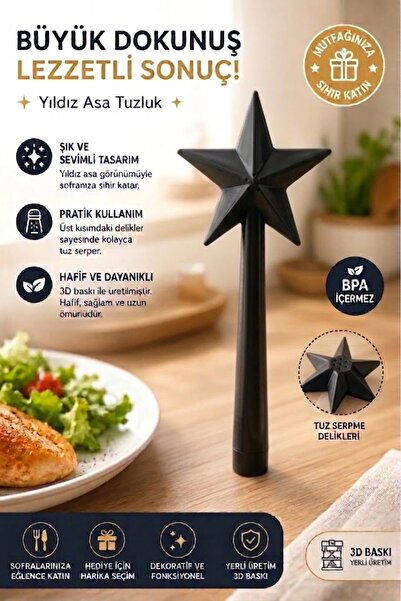 Ognami 3D Baskı Sihirli Değnek Tuzluk ve Baharatlık | Magic Wand Salt Shaker