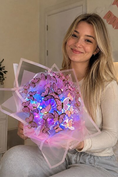 Solemia Premium RGB LED Işıklı Kelebek Buketi Kıza Sevgiliye Arkadaşa Hediye ...