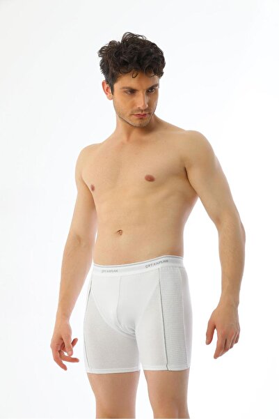 Çift Kaplan Men's Elasticated White Long Boxer 855