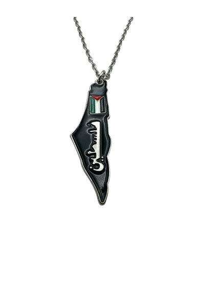 Herşey Nota Unisex Necklace with Black Palestine Map Figure – Meaningful, Ori...