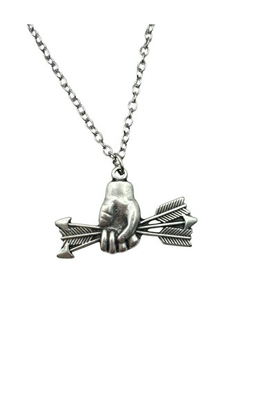 Herşey Nota Unisex Necklace with Arrow-Holding Hand Figure – Strong, Meaningf...