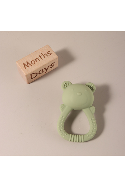 Choice1 green Hot Sale Cute Bear Baby Rattle Silicone Teether 0-1 Year Toy