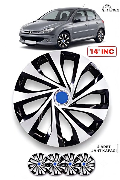 YONGA OTO AKSESUAR PEUGEOT 206 Jant Kapağı 14 İnç Kırılmaz 4'lü + 4 Amblem + ...