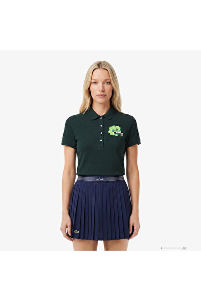 Lacoste Kadın Slim Fit Koyu Yeşil Polo