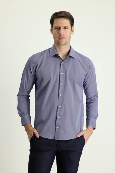 Kiğılı Long Sleeve Slim Fit Slim Fit Pattern Cotton Easy-Iron Shirt
