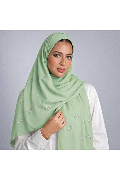Veil Designer طرحه مها طبقتين بتطريز علي الطرفين قماش بوال ياباني 190*60