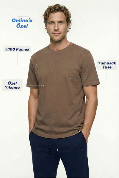Kiğılı Crew Neck Regular Fit Breathable Cotton Washable T-Shirt