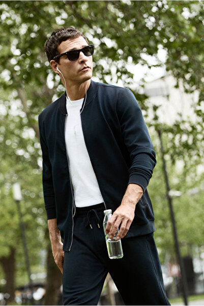 Kiğılı Zippered Flexible Bomber Sweat Cardigan