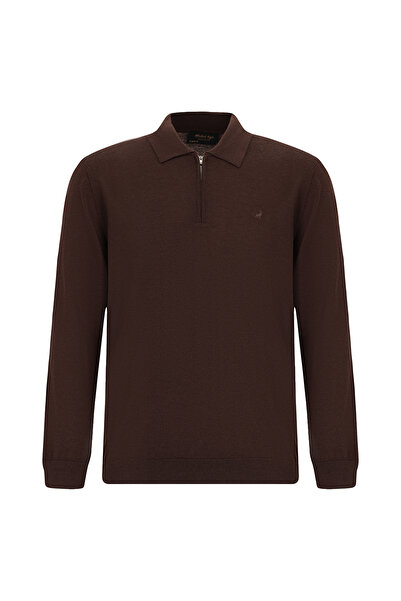 Abdullah Kiğılı Polo Collar Regular Fit Zippered Embroidered Heat-Retaining W...