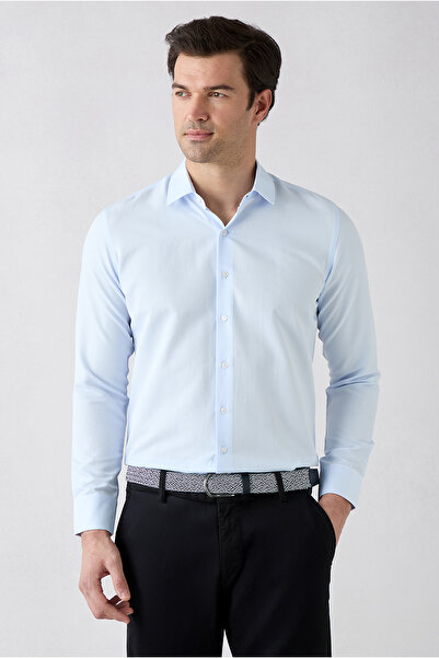 Kiğılı Long Sleeve Slim Fit Classic Patterned Cotton Easy-Iron Shirt