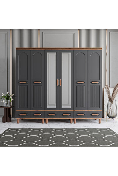 MONZIO Otto 6 Kapaklı Çekmeceli Gardırop %100 MDF