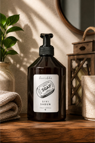 Guridda Home Design Sıvı Sabun Etiketli 500 Ml Amber Plastik Şişe