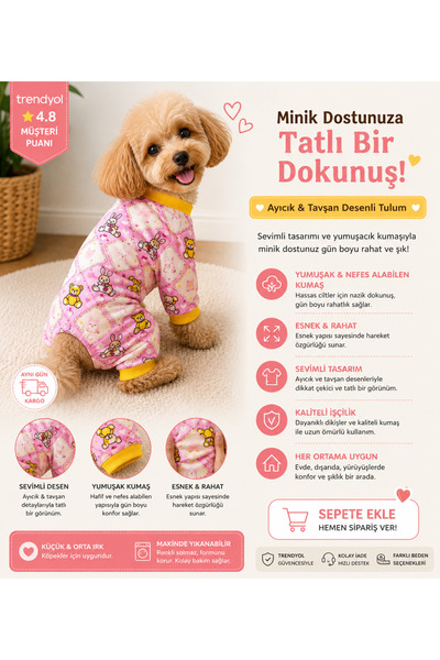 Patişon Küçük Irk Tavşanlı Kedi-Köpek Tulumu