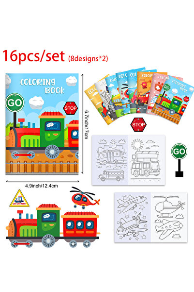 Choice 16pcs-TY090 16pcs Vehicle Theme Coloring Books Graffiti Aircraft Fire ...