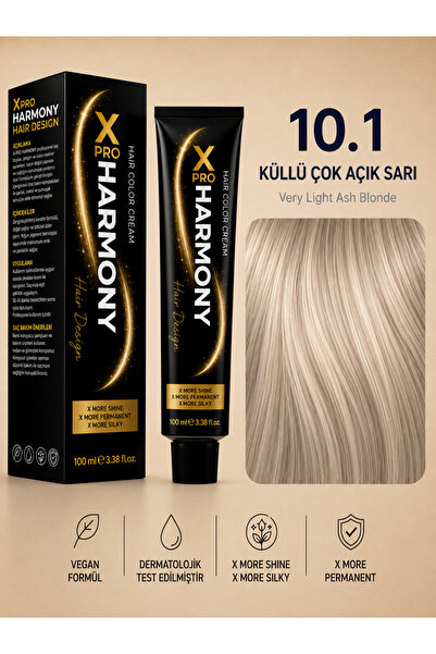 X Pro Harmony Tüp Boya 10.1 Extra Light Blonde Ashy Açık Sarı Küllü Saç Boyas...
