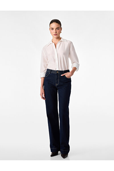 Koton Long Sleeve Loose Collar Buttoned Oversize Shirt