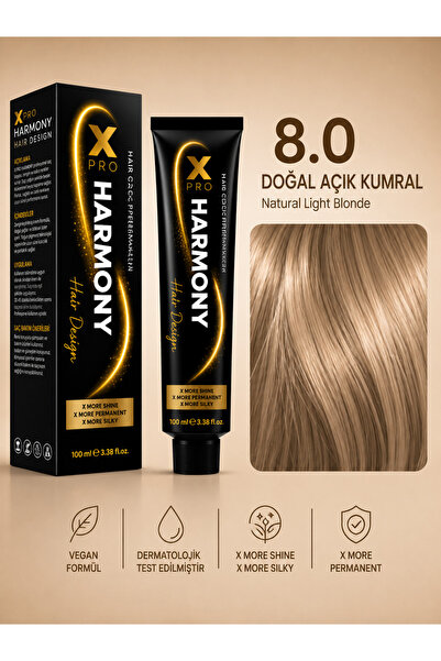 X Pro Harmony Tüp Boya 8.00 İntense Light Blonde Yoğun Açık Kumral Saç Boyası...