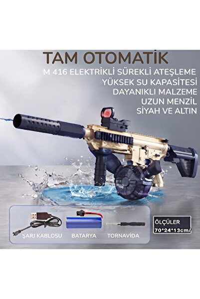 Numaca Oyuncak M416 Şarjlı Elektrikli Tam Otomatik Su Tüfeği Büyük Boy Su Tab...