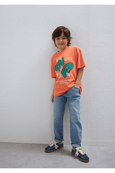 Mavi Bedrucktes orangefarbenes T-Shirt in Übergröße / weiter Schnitt 6610448-...