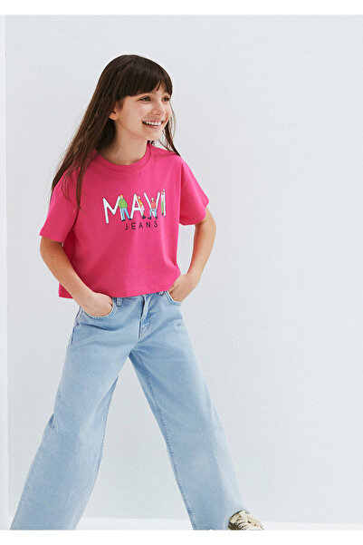 Mavi Tricou roz cu imprimeu blugi, cu croiala lejera/cu potrivire lejera 7610...