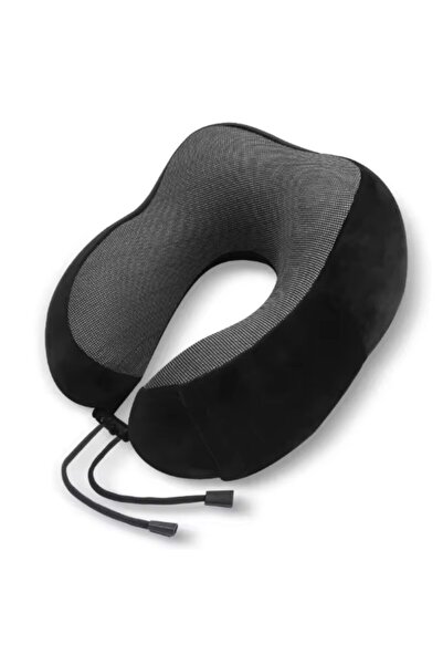 Choice3 Black 1pc U‑Shaped Memory Foam Neck Pillow Magnetic Fabric Travel Nec...