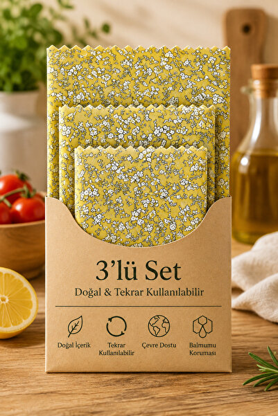 Amore De Fiori Doğal Balmumu Saklama Bezi 3'lü Set