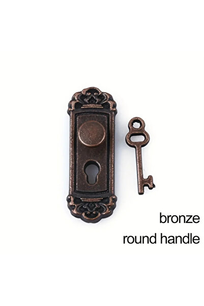 Choice bronze-round handle Retro Style 1/12 Scale Dollhouse Lock Key Set Mini...
