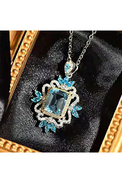 Choice XL837 Huitan Bohemia Style Blue Cubic Zirconia Pendant Necklace for Wo...