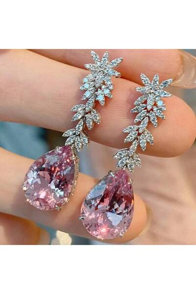 Choice E5184 Huitan Aesthetic Women Drop Earrings Inlaid Sparkling Pink Pear ...