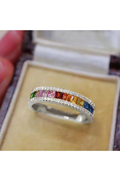 Choice6 9 T0801 Huitan Bright Rainbow Cubic Zirconia Rings for Women Hot Tren...