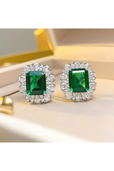 Choice E2876 Huitan Rectangular Green Cubic Zirconia Stud Earrings Gorgeous A...