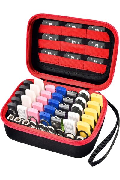 Choice Red USB Flash Drive Case For SanDisk//PNY, 44-Slot Thumb Drive Holder ...