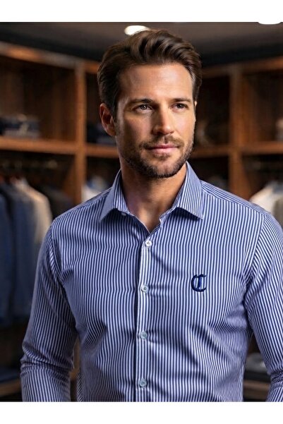 Chordi Men's Long Sleeve Striped Cotton Regular Fit Premium Men's Shirt