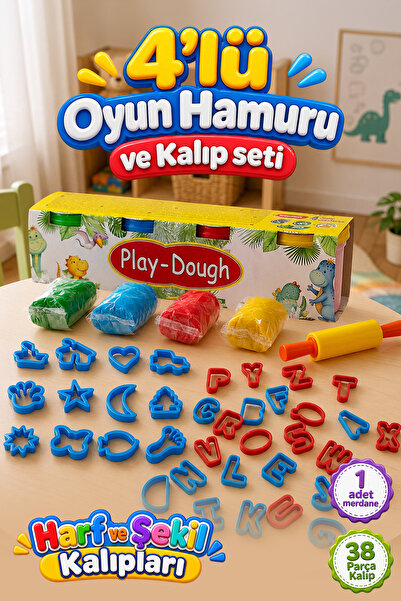 HEROES DOUGH 43 Parça Oyun Hamuru Seti - Eğitici ve Öğretici Harf Kalıpları -...