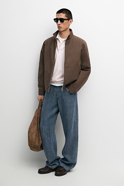 Massimo Dutti Pamuk karışımlı dik yaka ceket
